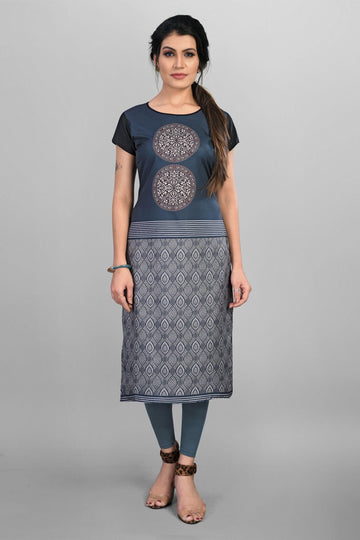 Elegant Printed Crepe   Kurti Roposo Clout